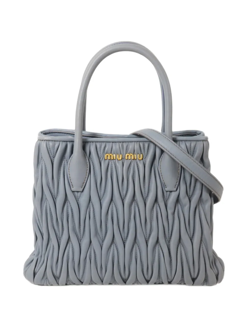 Miu Miu Pre-Owned matelassé leather tote bag - Blu