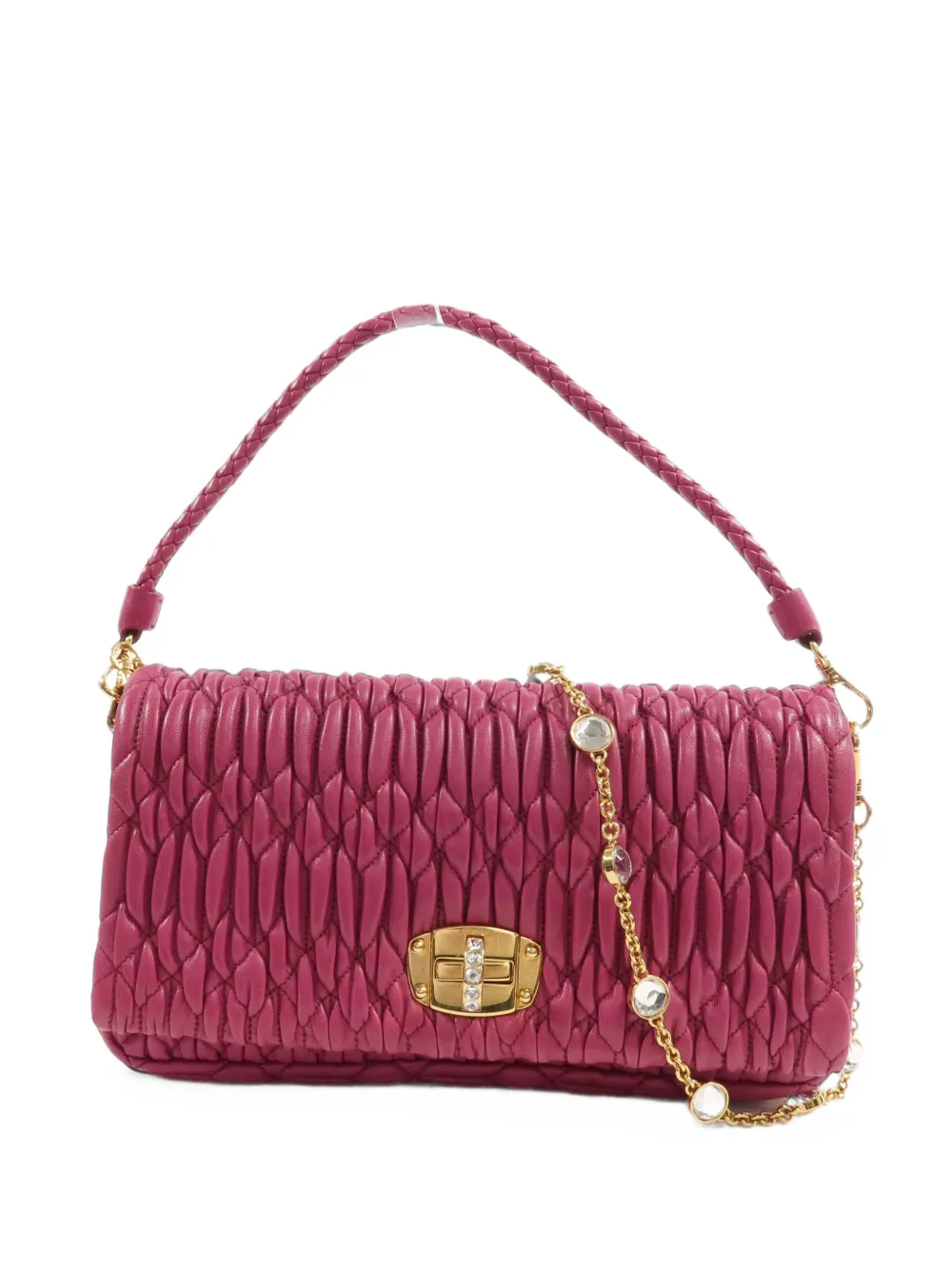 Miu Miu Pre-Owned matelassé leather braided-handle shoulder bag - Rosa