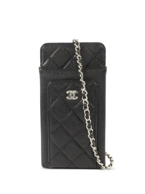 CHANEL Pre-Owned bolsa de hombro para celular capitonada con logo CC