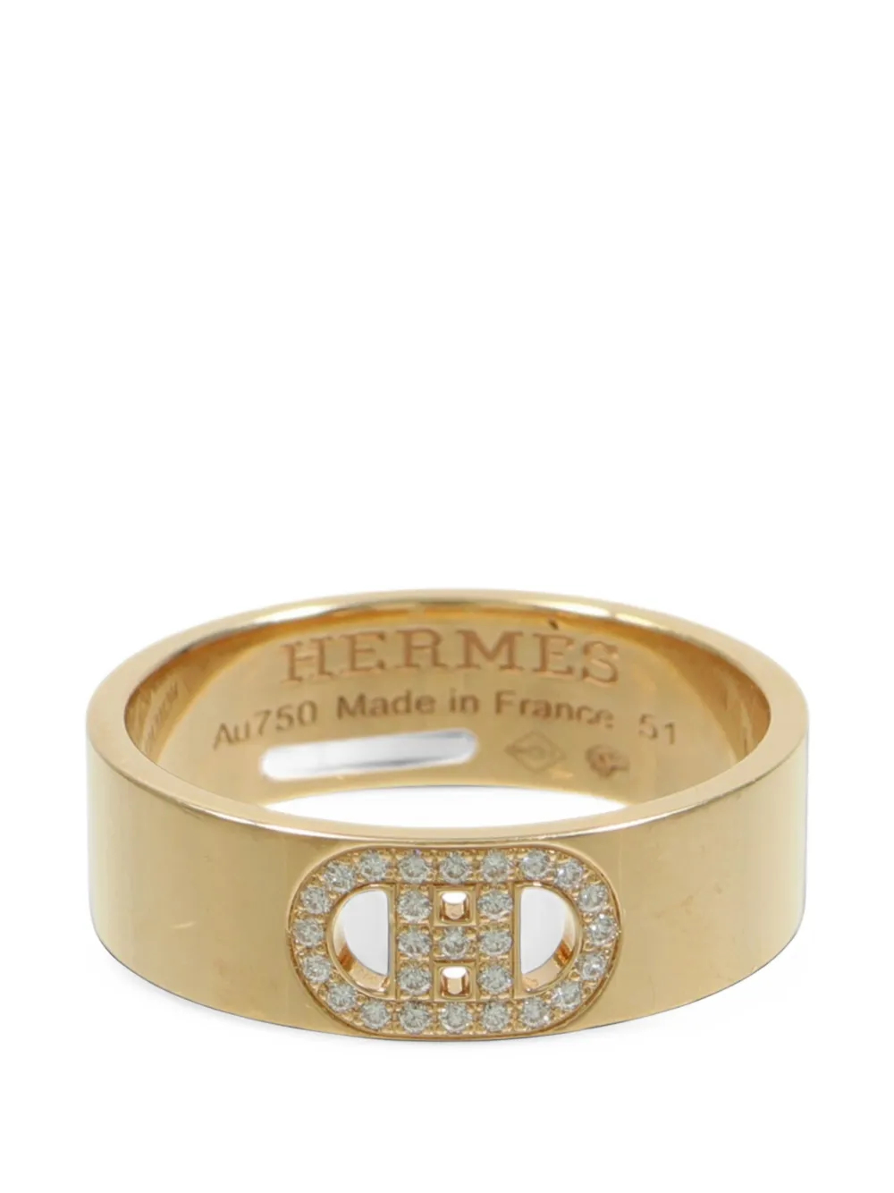 Pre-owned Hermes D'ancre Diamond Ring In 金色