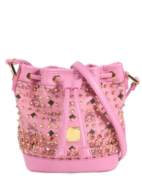 MCM Pre-Owned Visetos stud-embellished bucket bag