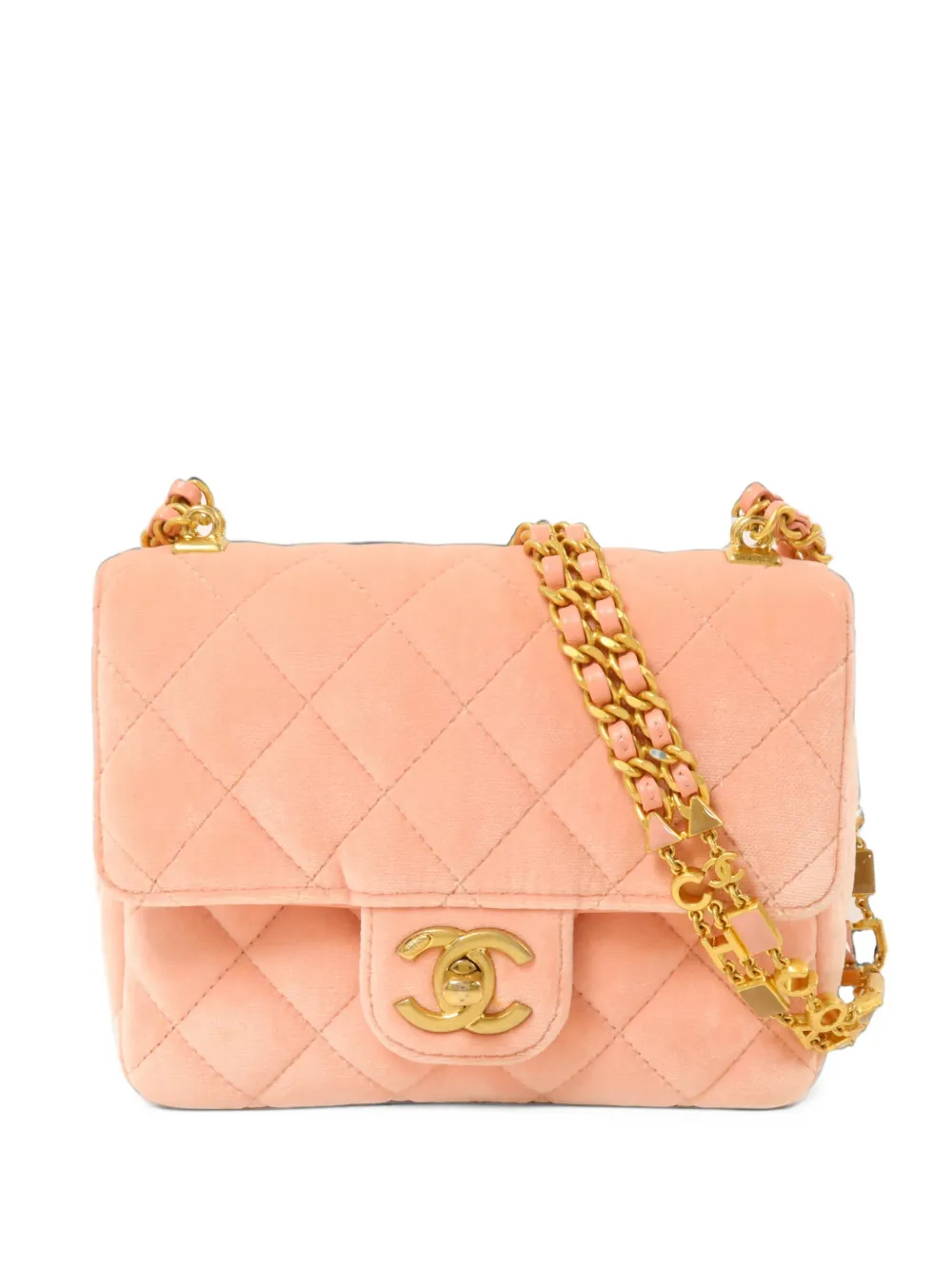 CHANEL Pre-Owned mini Flap CC turn-lock quilted velvet shoulder bag Roze