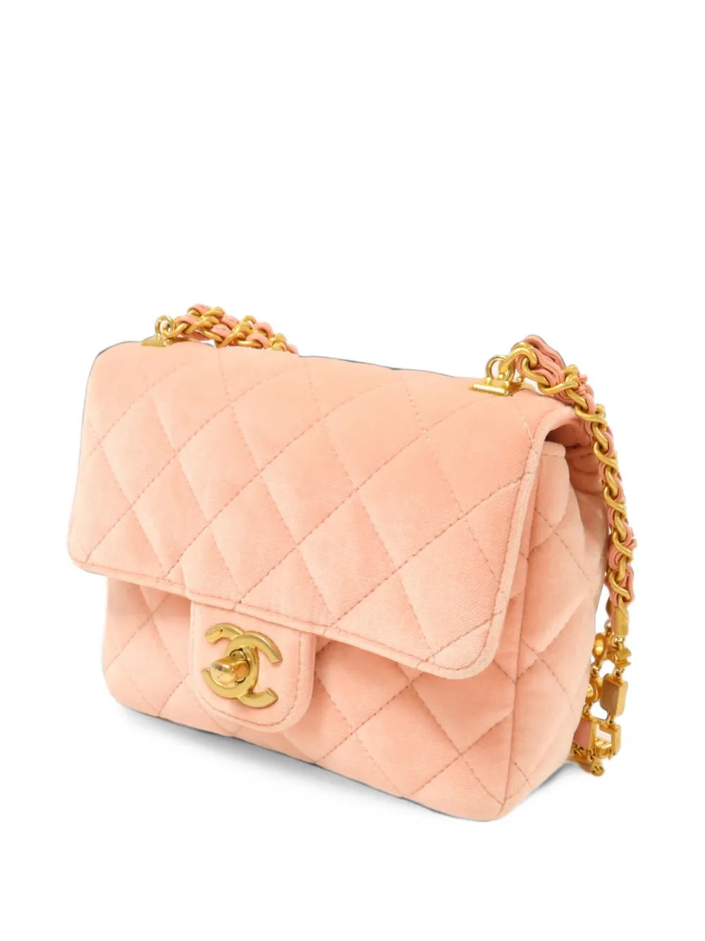 CHANEL Pre-Owned mini Flap CC turn-lock quilted velvet shoulder bag Roze