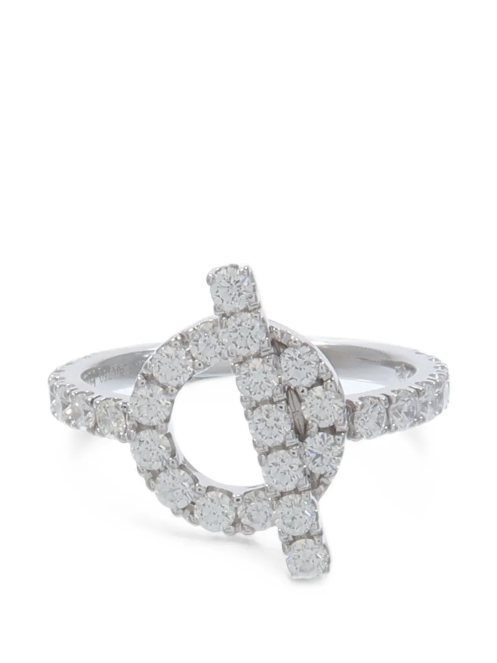 Pre-owned Hermes Finesse Diamond Ring In 银色