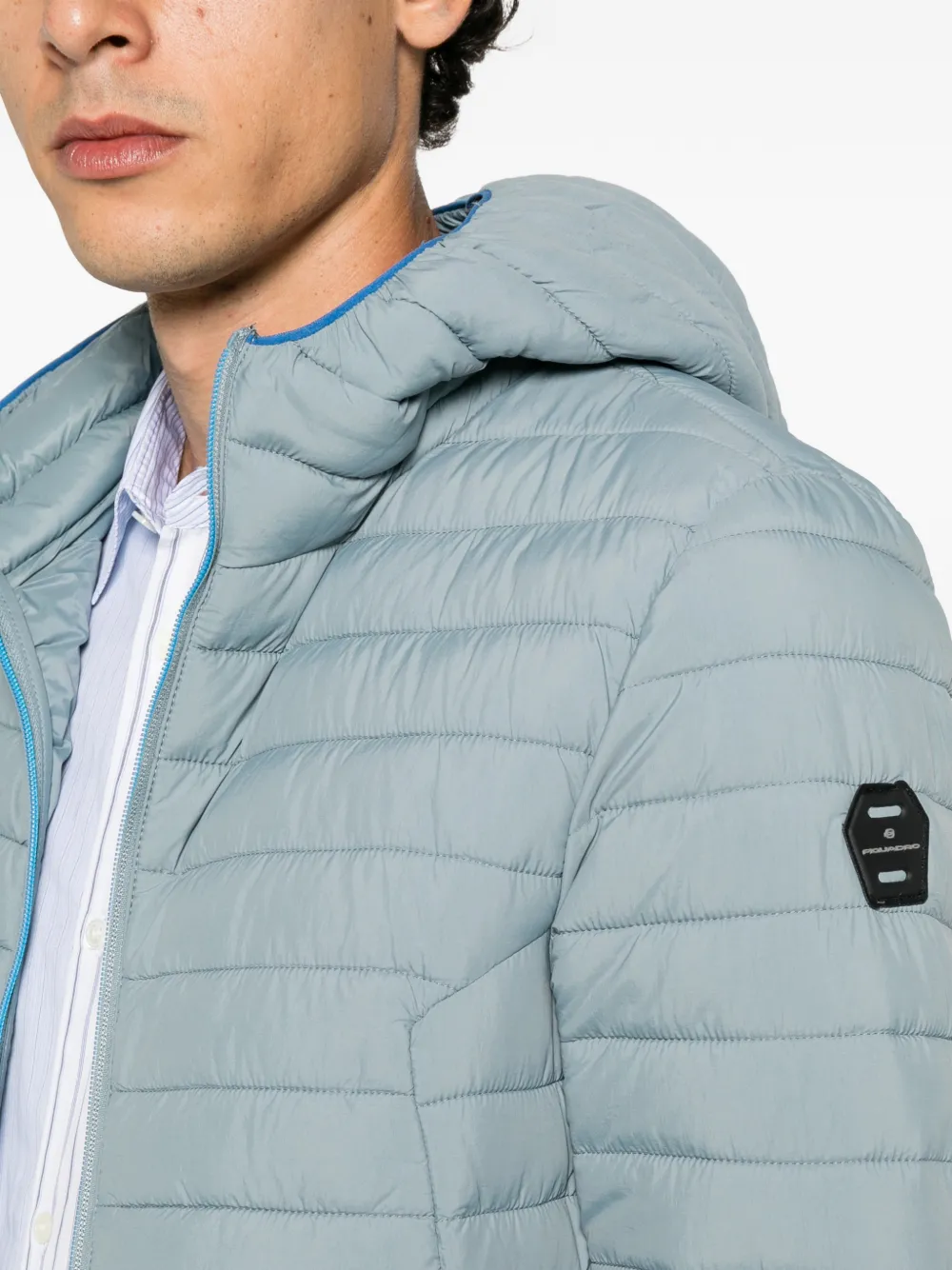 PIQUADRO quilted hooded jacket Blauw