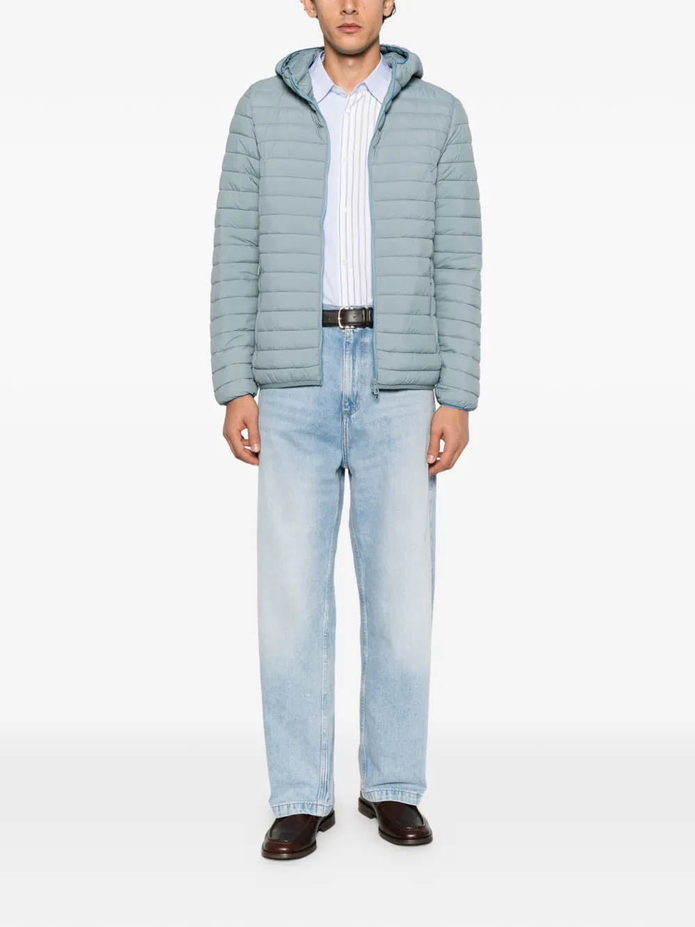 PIQUADRO quilted hooded jacket Blauw