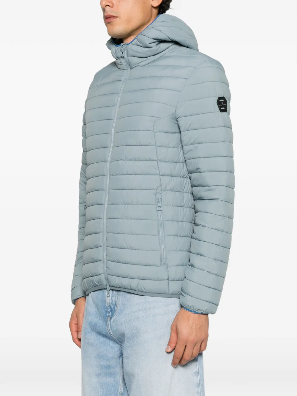 PIQUADRO quilted hooded jacket Blauw