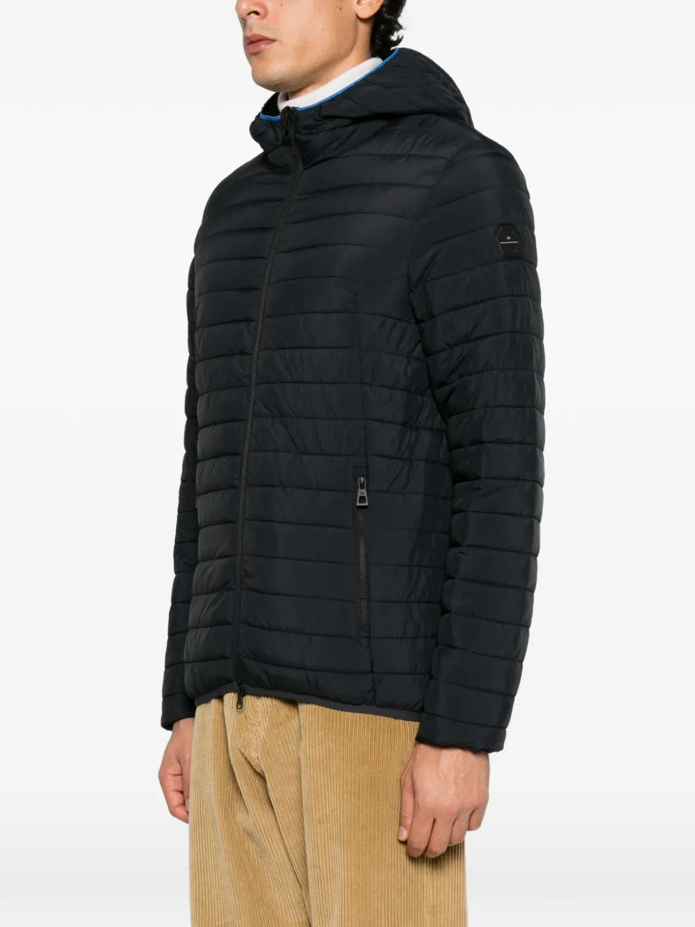 PIQUADRO quilted hooded jacket Zwart