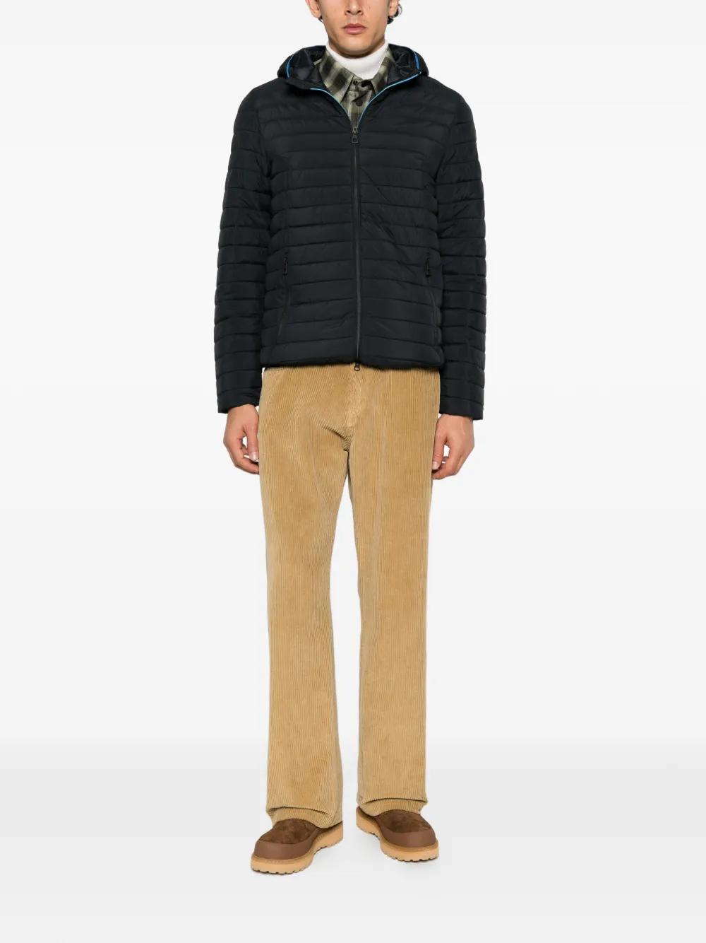 PIQUADRO quilted hooded jacket Zwart