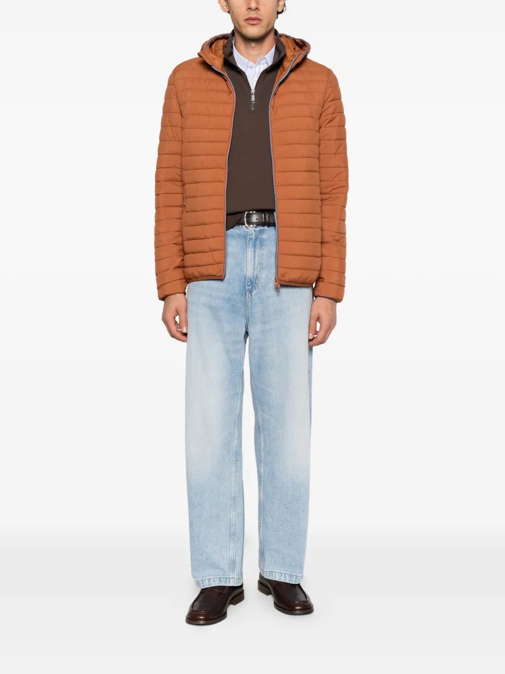PIQUADRO hooded quilted jacket Bruin