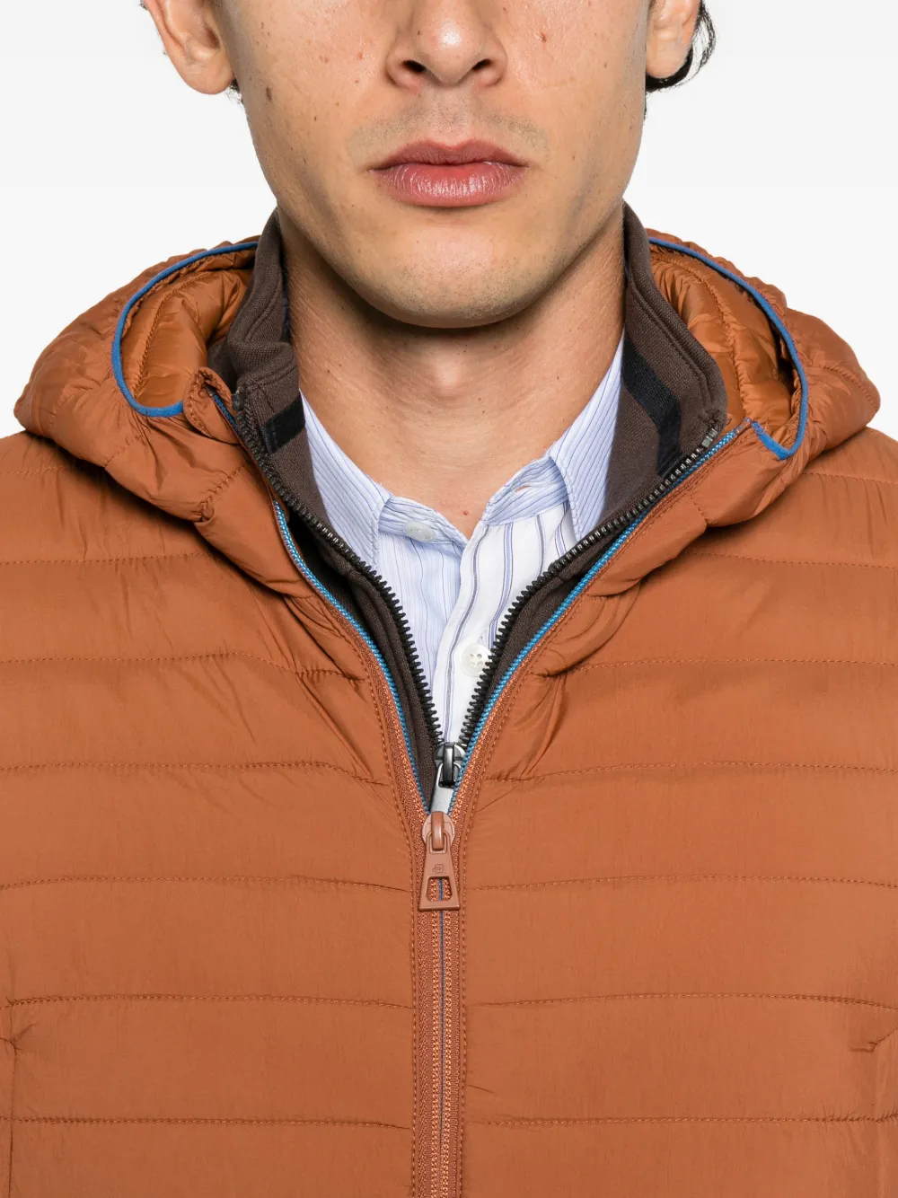 PIQUADRO hooded quilted jacket Bruin