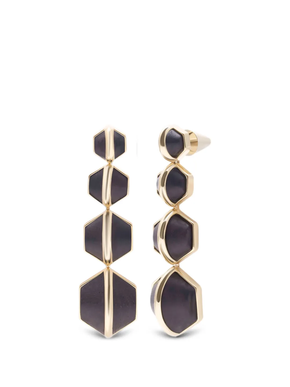 Eddie Borgo Inlaid Honeycomb ebony drop earrings - Oro