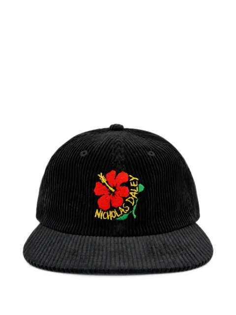 Nicholas Daley floral-embroidered corduroy cap