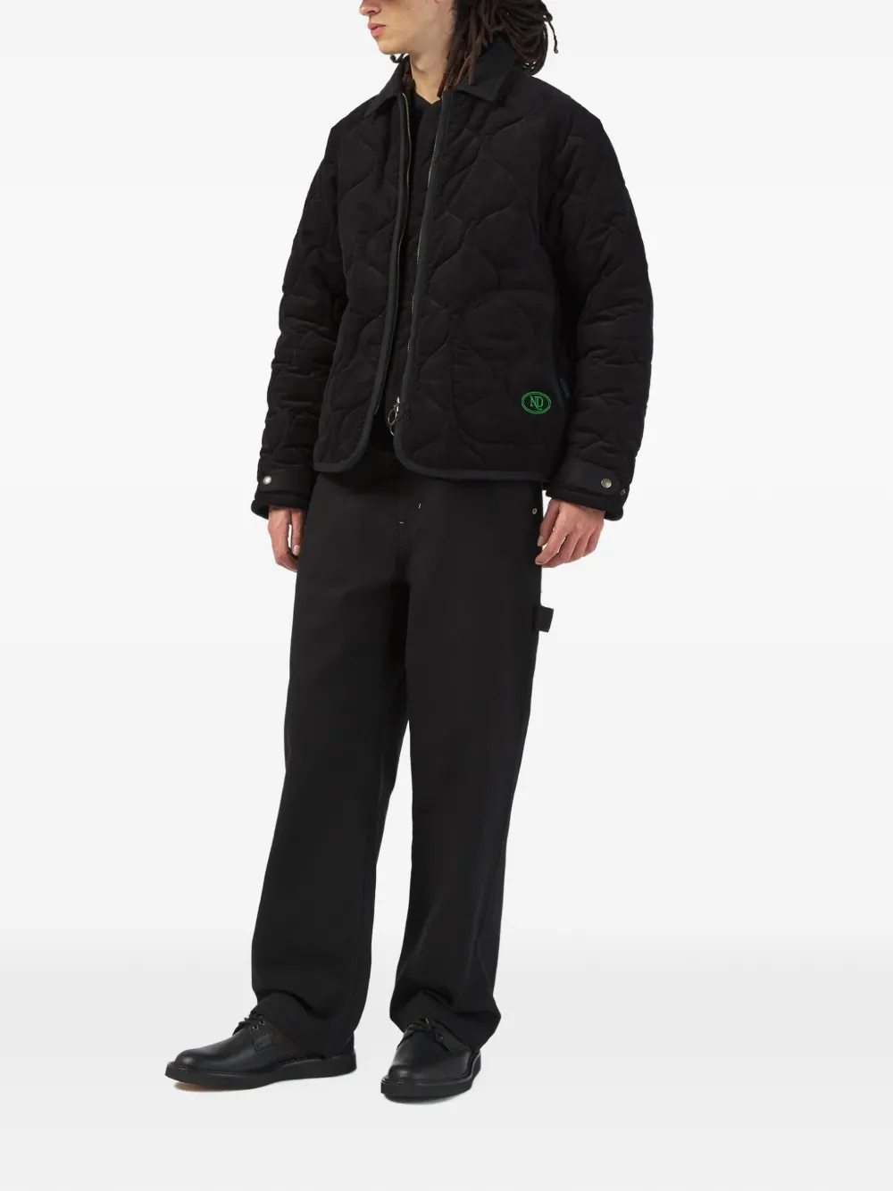 Nicholas Daley Lavenham Riot quilted corduroy padded jacket Zwart
