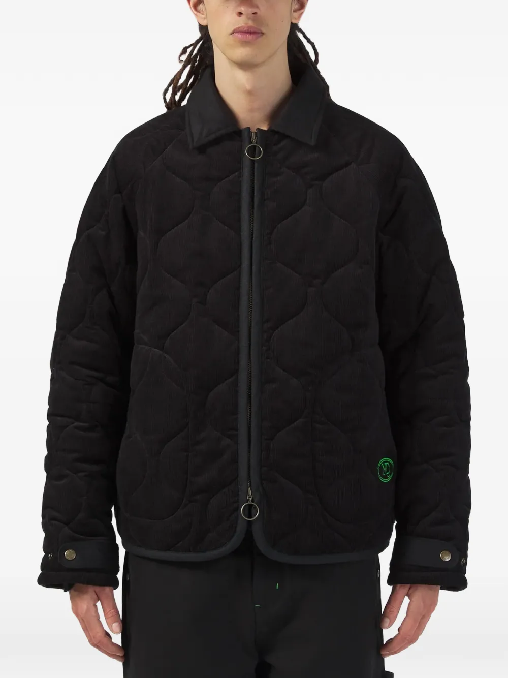 Nicholas Daley Lavenham Riot quilted corduroy padded jacket Zwart