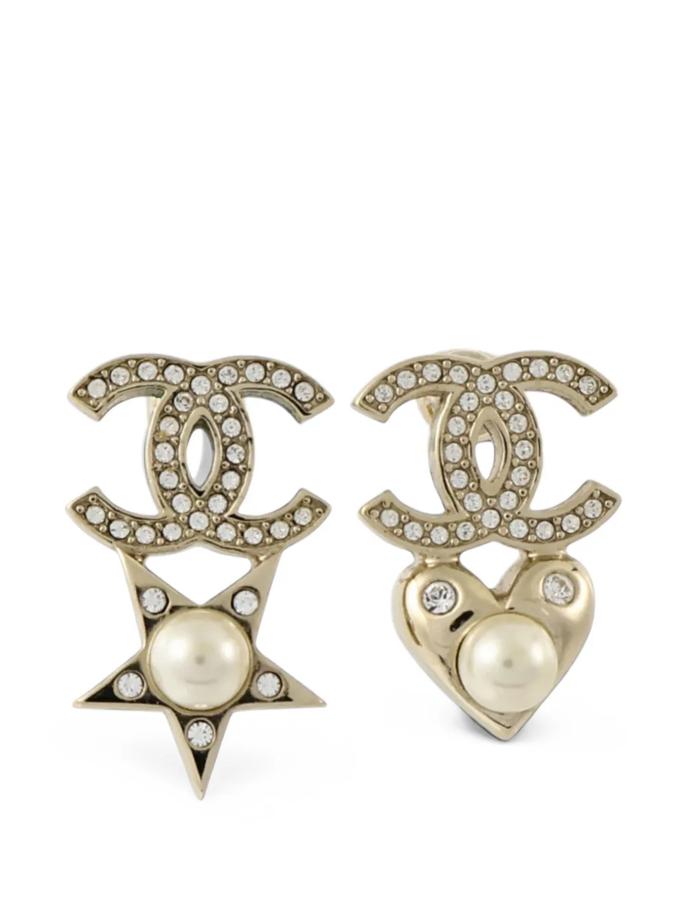 CHANEL Pre-Owned CC star heart earrings - Gold