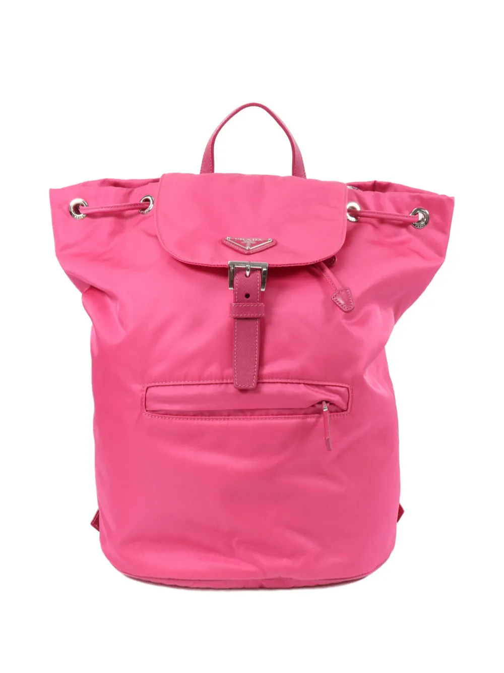 Pre-owned Prada Buckle-fastening Drawstring Backpack In Pink