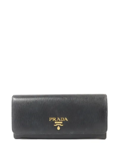Prada Pre-Owned logo-plaque foldover long wallet