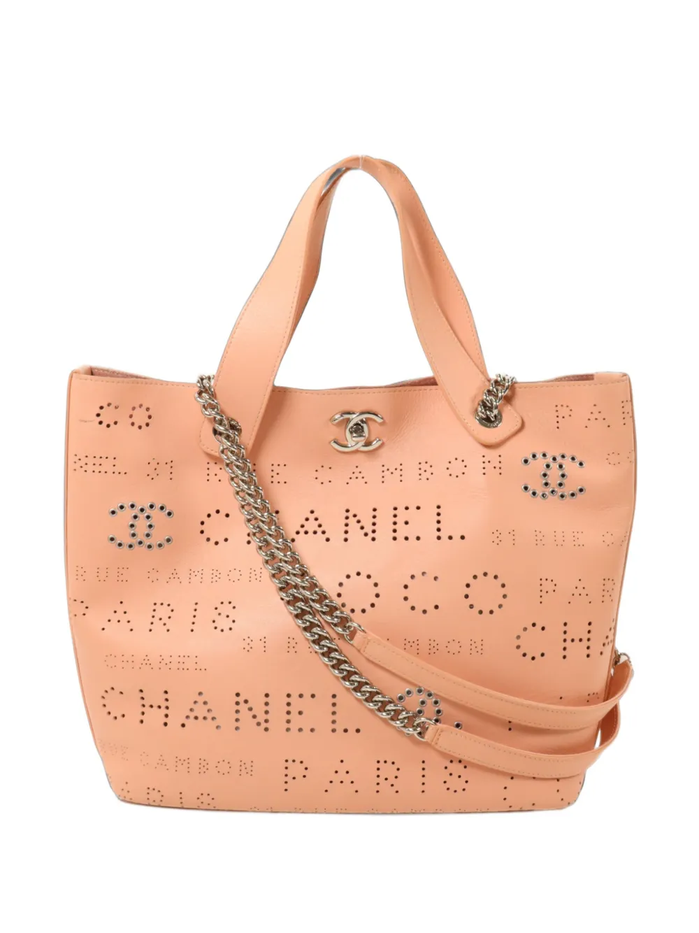 CHANEL Pre-Owned CC turn-lock perforated tote bag - Rosa