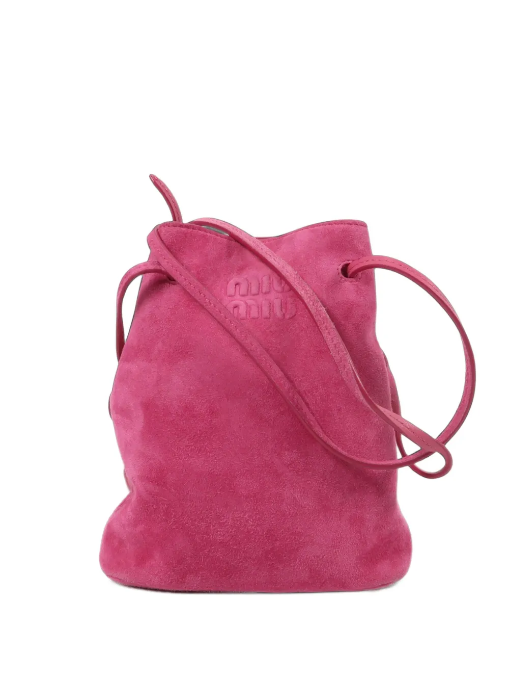 Miu Miu Pre-Owned Borsa a secchiello in pelle scamosciata con logo goffrato - Rosa