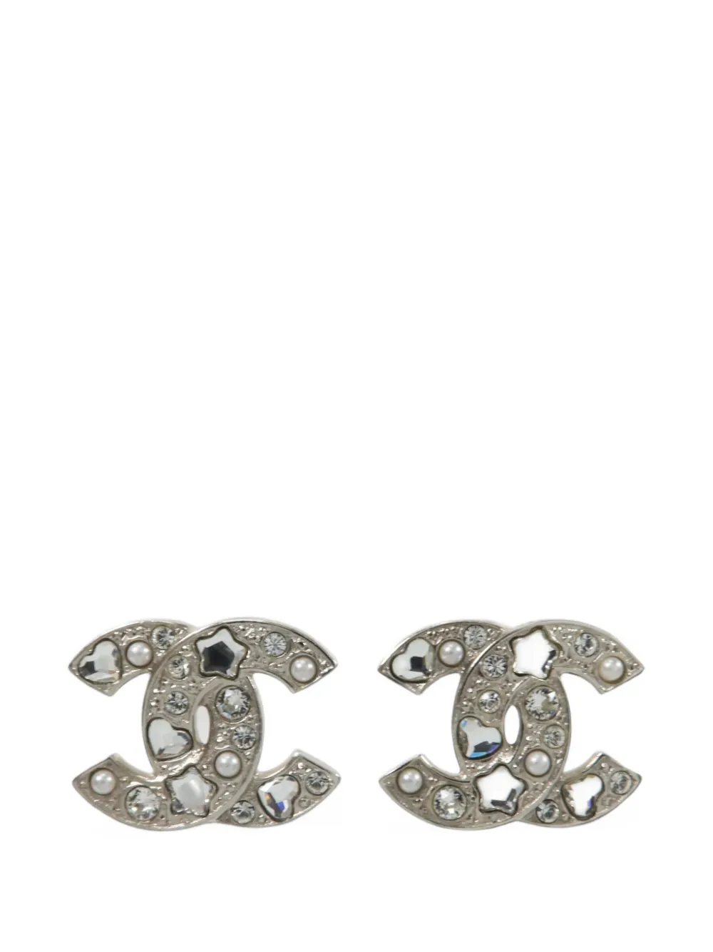 CHANEL Pre-Owned CC crystal-embellished earrings - Silber
