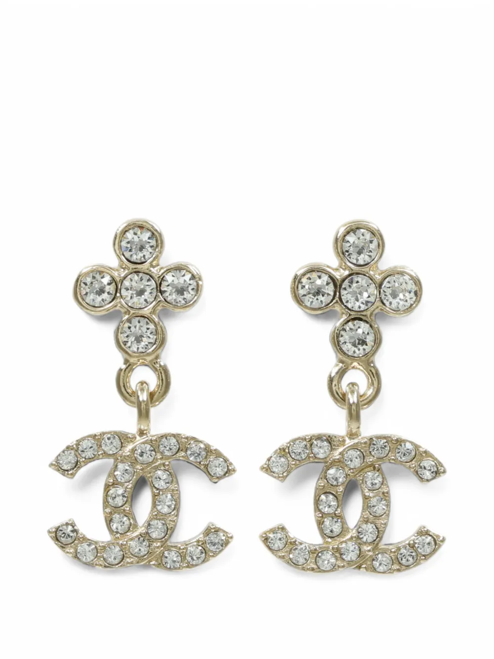 CHANEL Pre-Owned CC strass drop earrings - Gold