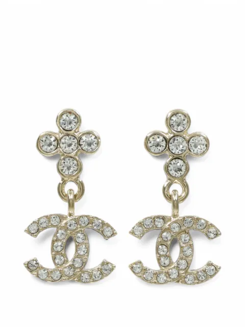 CHANEL Pre-Owned boucles d'oreilles longues à cristaux CC