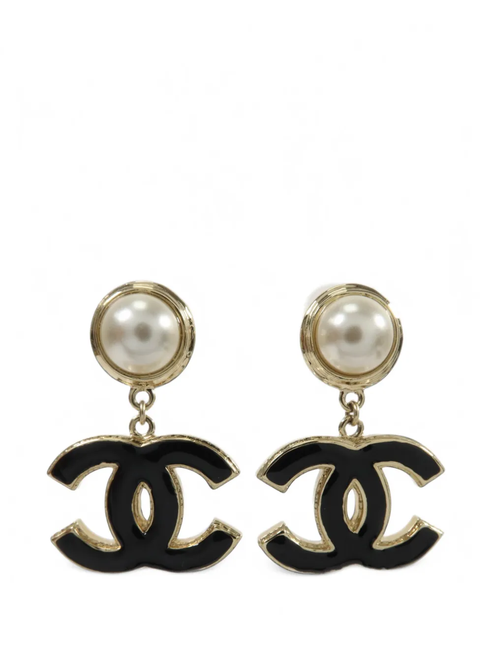 CHANEL Pre-Owned CC faux-pearl drop earrings - Gold