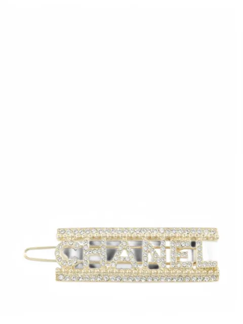 CHANEL Pre-Owned crystal-embellished logo hair clip