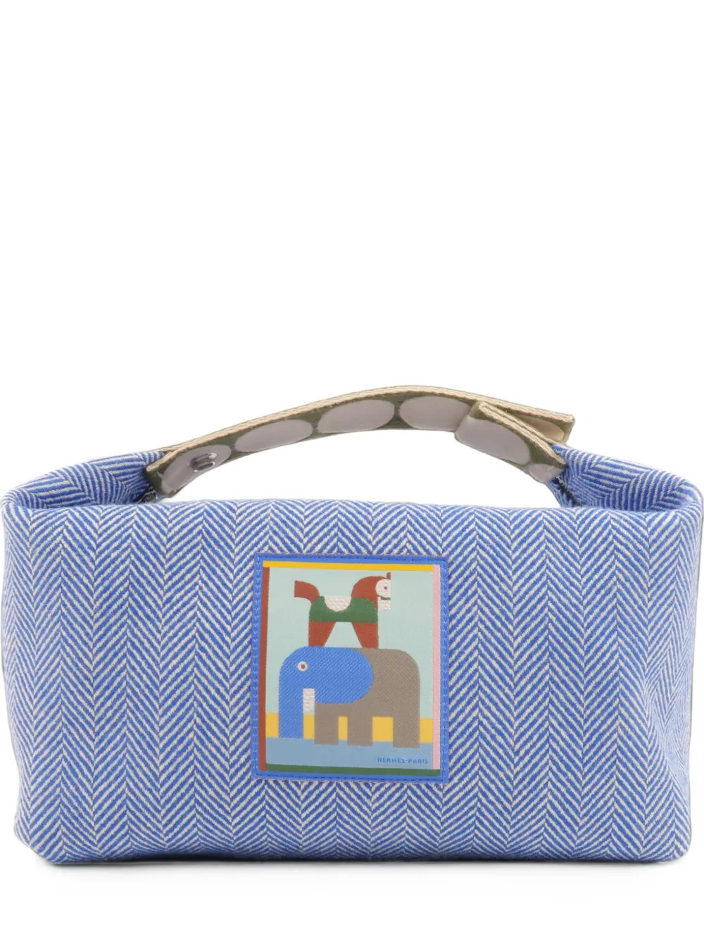 Hermès Pre-Owned Animaux Blocks herringbone tote bag - Blau
