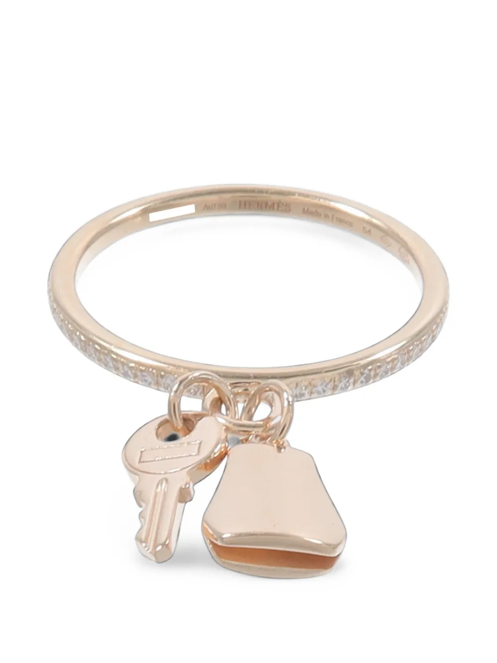Pre-owned Hermes Kelly Clochette Diamond Ring In 粉色