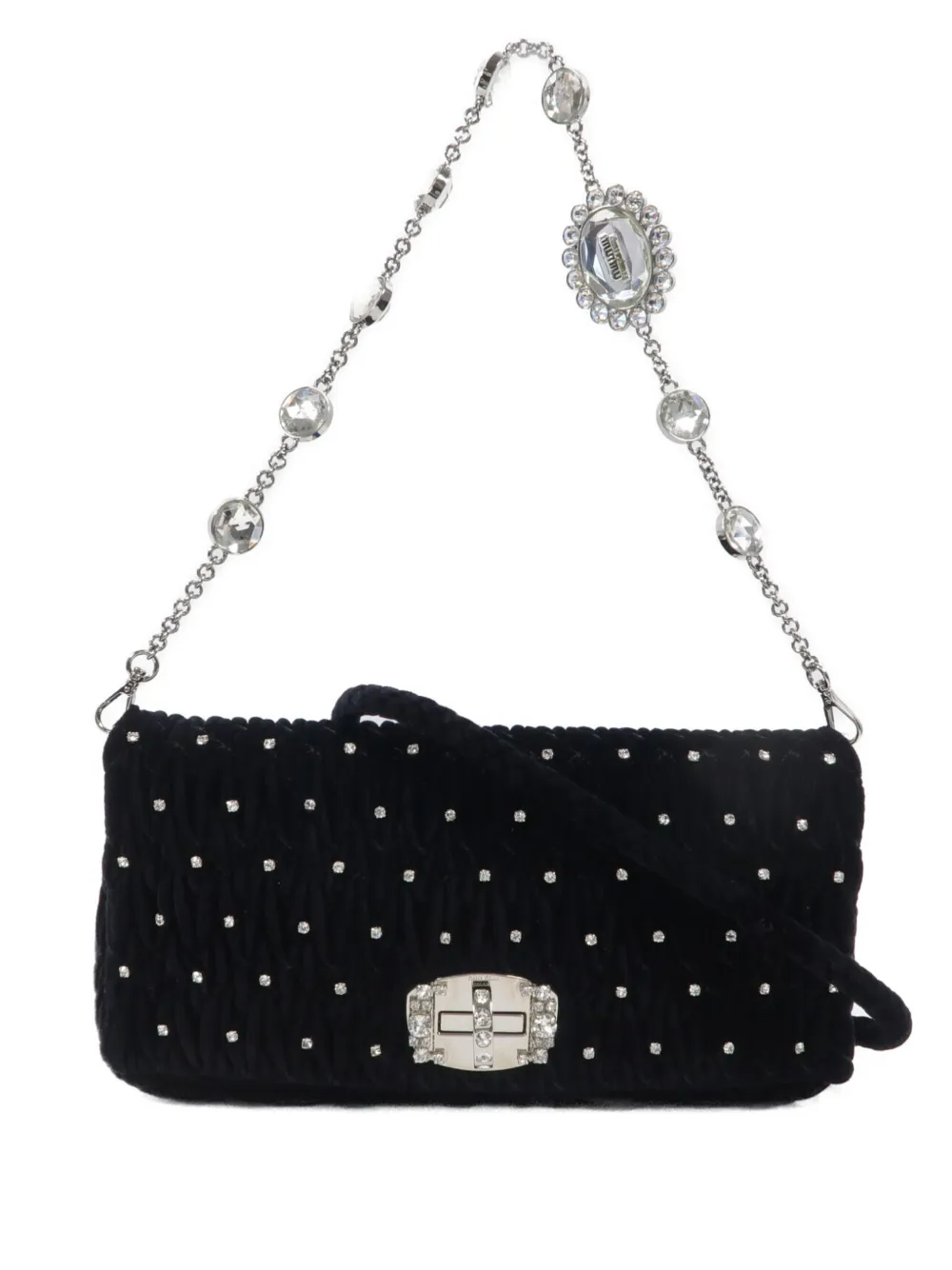 Miu Miu Pre-Owned crystal-embellished 2-Way shoulder bag - Nero