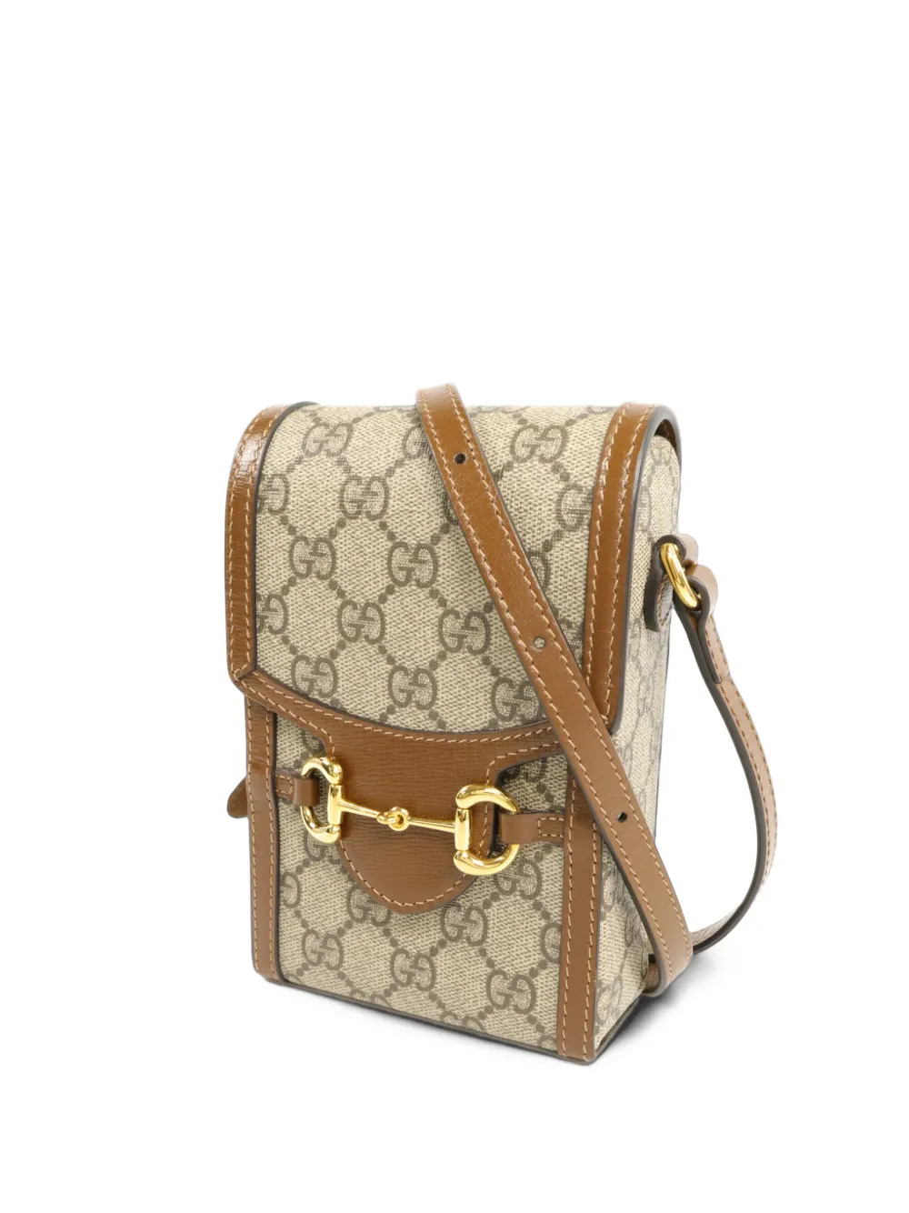 Gucci Pre-Owned 1955 GG Horsebit Supreme shoulder mini bag - Toni neutri