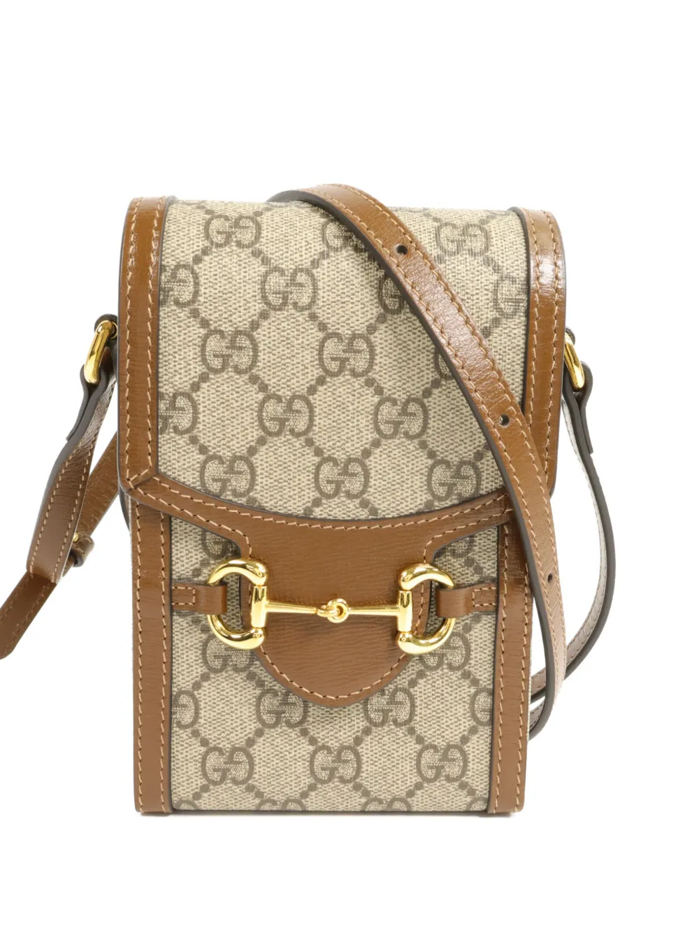 Gucci Pre-Owned 1955 GG Horsebit Supreme shoulder mini bag - Toni neutri