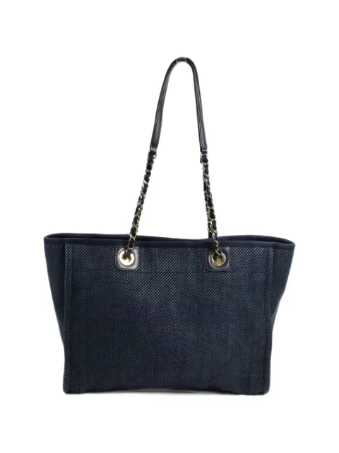 CHANEL Pre-Owned Deauville CC denim tote bag