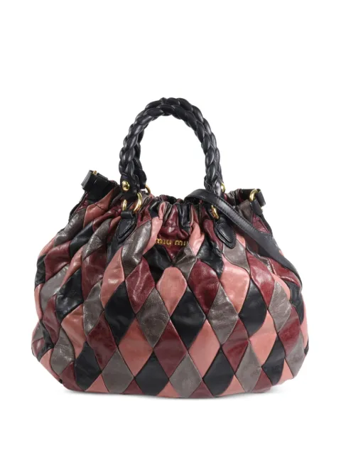 Miu Miu Pre-Owned harlequin-pattern braided-handle tote bag