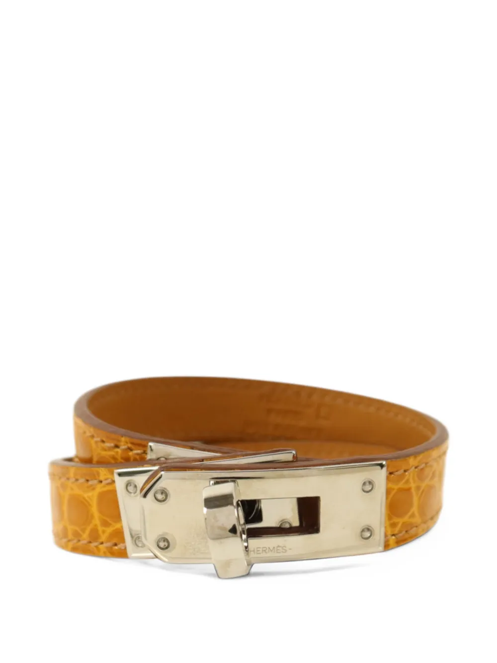 Hermès Pre-Owned Kelly crocodile-effect double-tour bracelet - Gold
