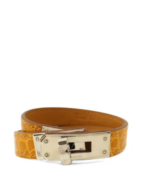 Hermès Pre-Owned Kelly crocodile-effect double-tour bracelet