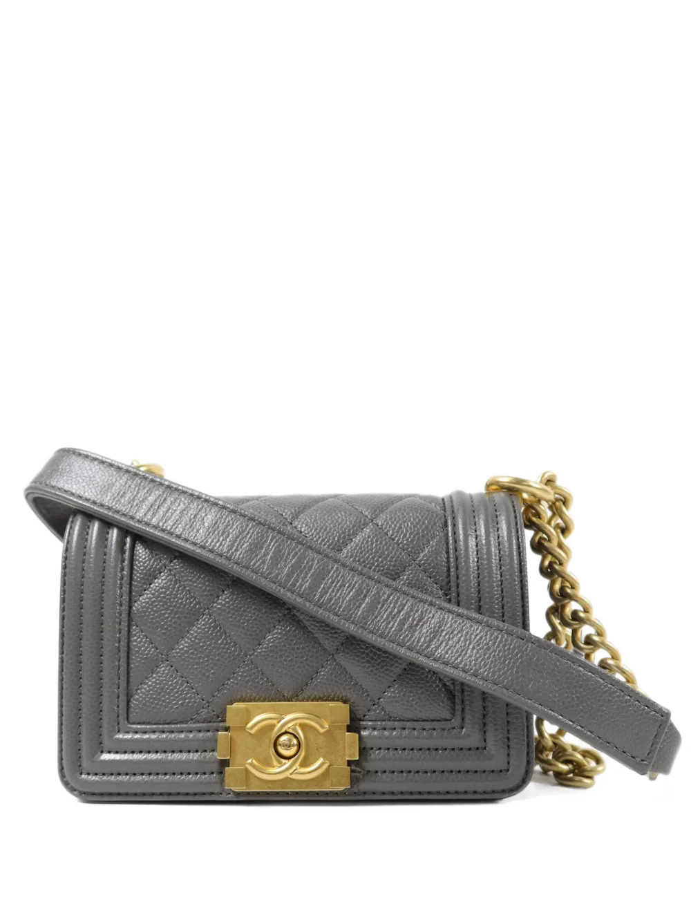 CHANEL Pre-Owned mini Boy Chanel quilted shoulder bag in Grey