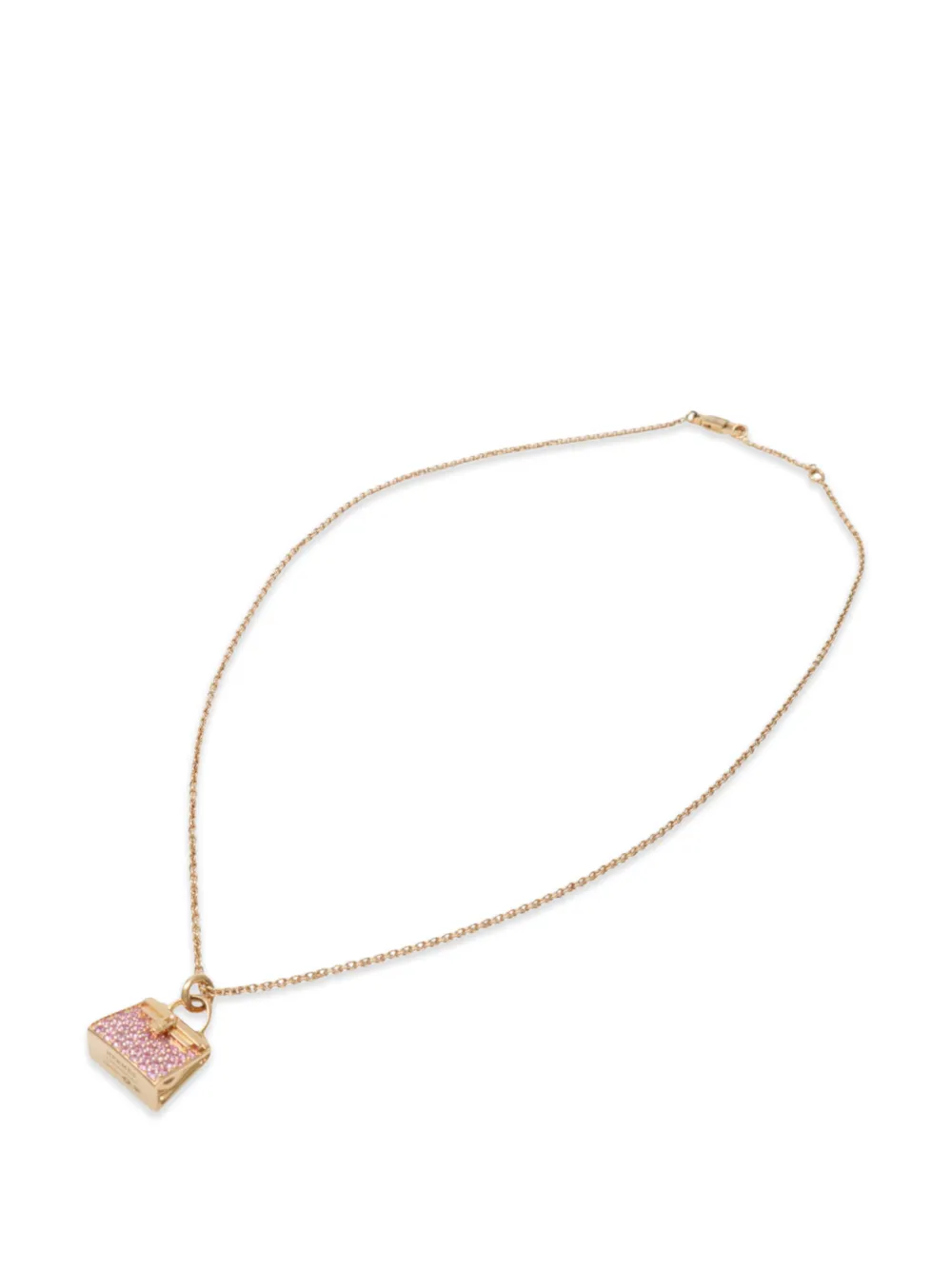 Pre-owned Hermes Kelly Pink Sapphire Necklace In Gold