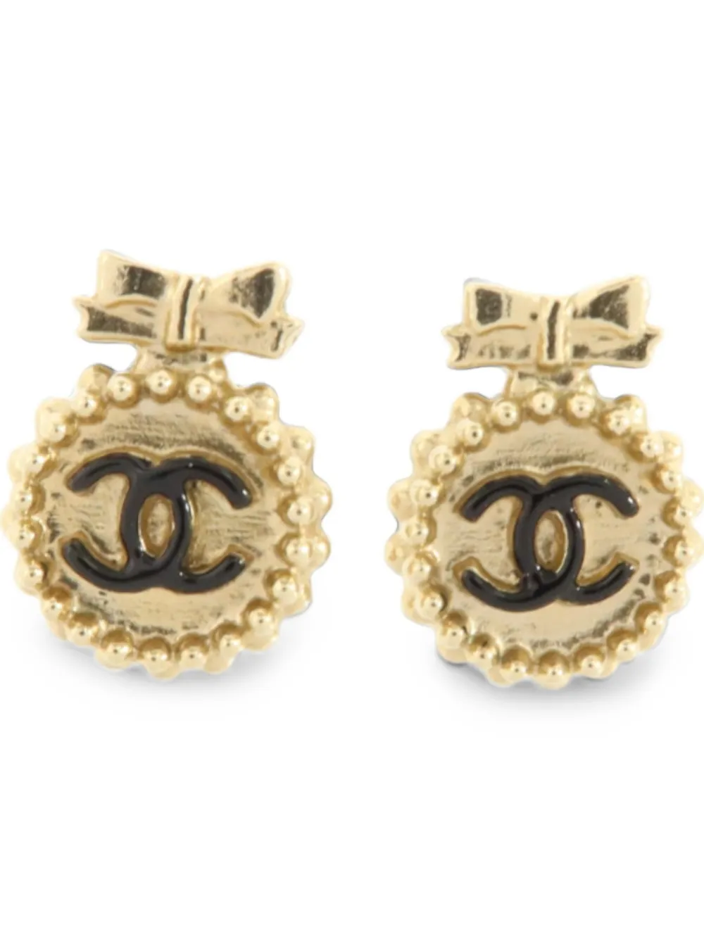 CHANEL Pre-Owned CC bow earrings - Gold