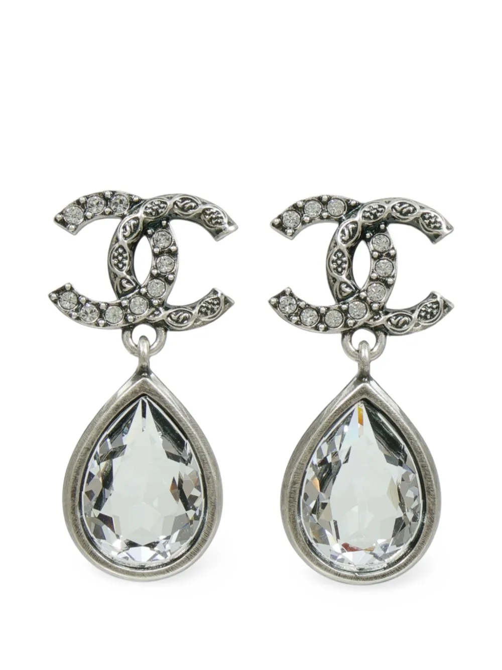 CHANEL Pre-Owned boucles d'oreilles pendantes à logo - Argent