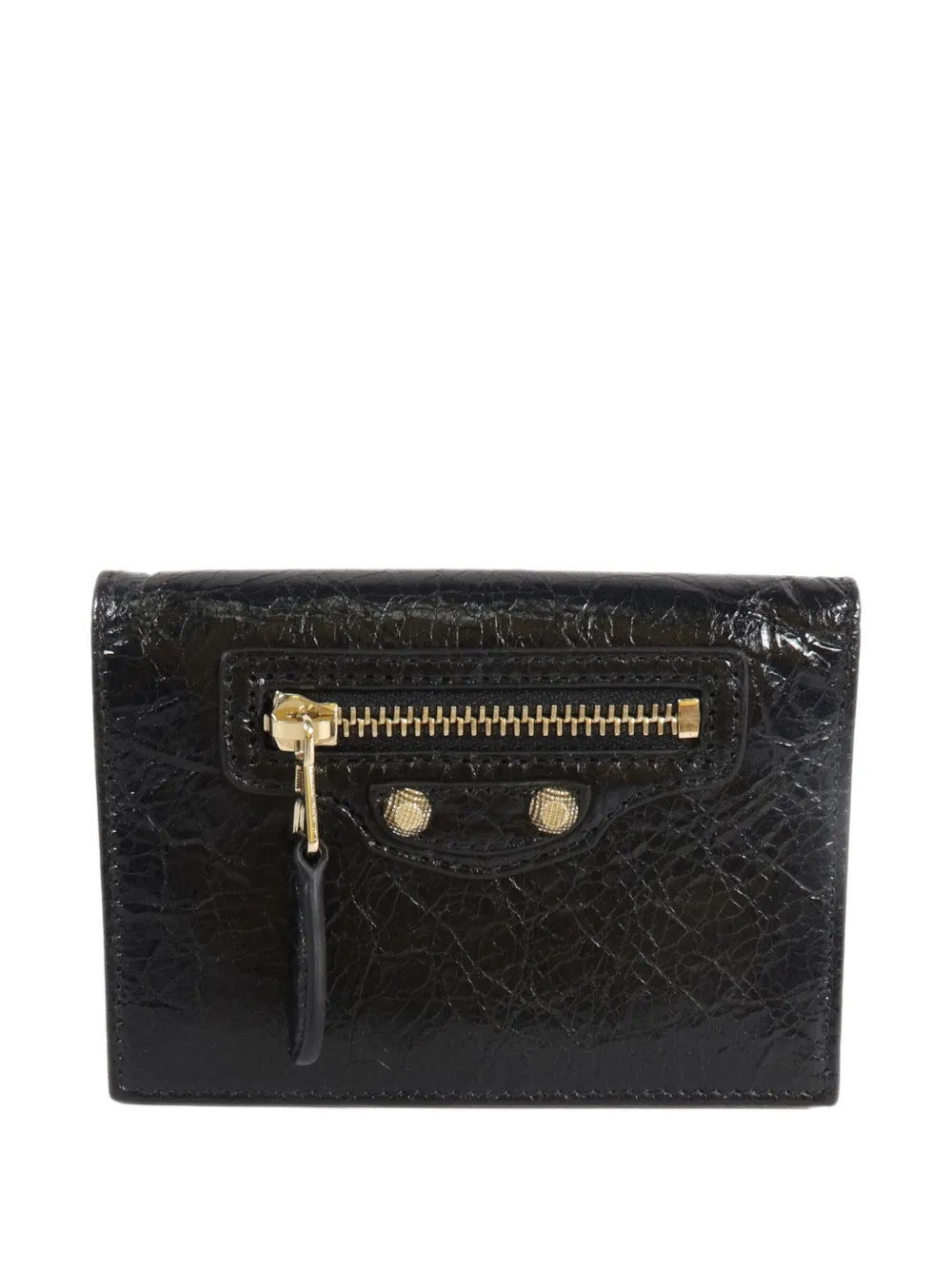Pre-owned Balenciaga Stud-embellished Card Case In Black