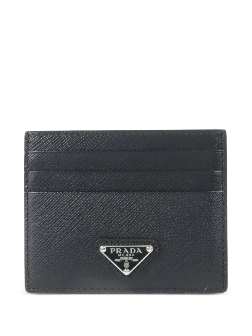 Pre-owned Prada Saffiano Leather Card Case In Black