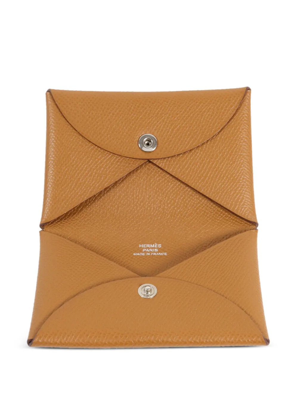 Pre-owned Hermes 2023 Calvi Epsom Card Holder In Brown