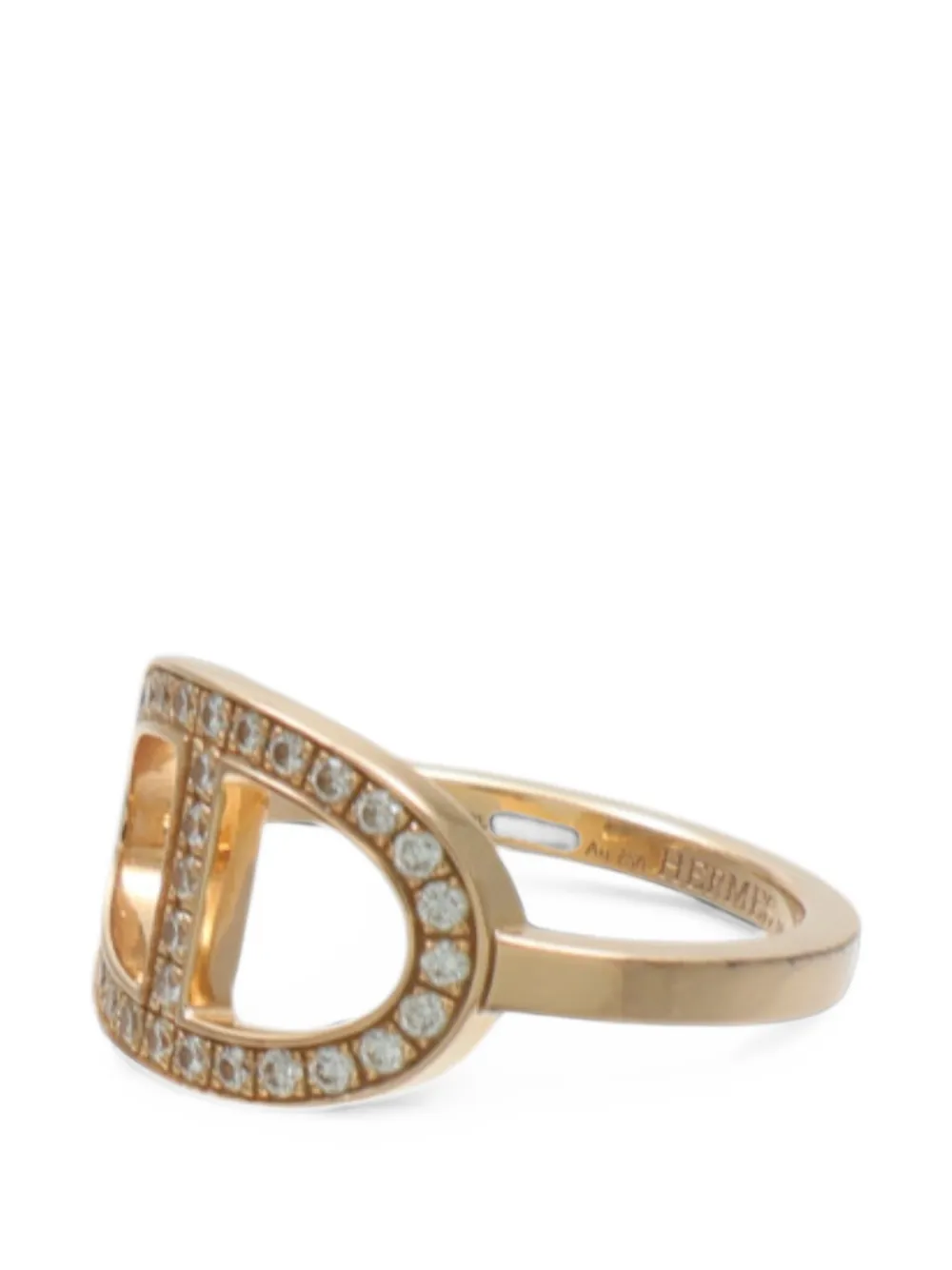 Pre-owned Hermes Chaine D'ancre Diamond Ring In 粉色