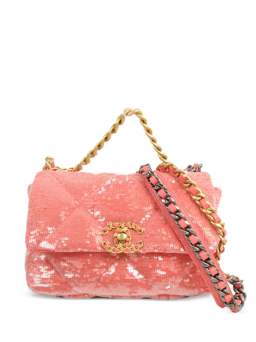 CHANEL Pre-Owned 19 sequin-embellished shoulder bag - Rosa