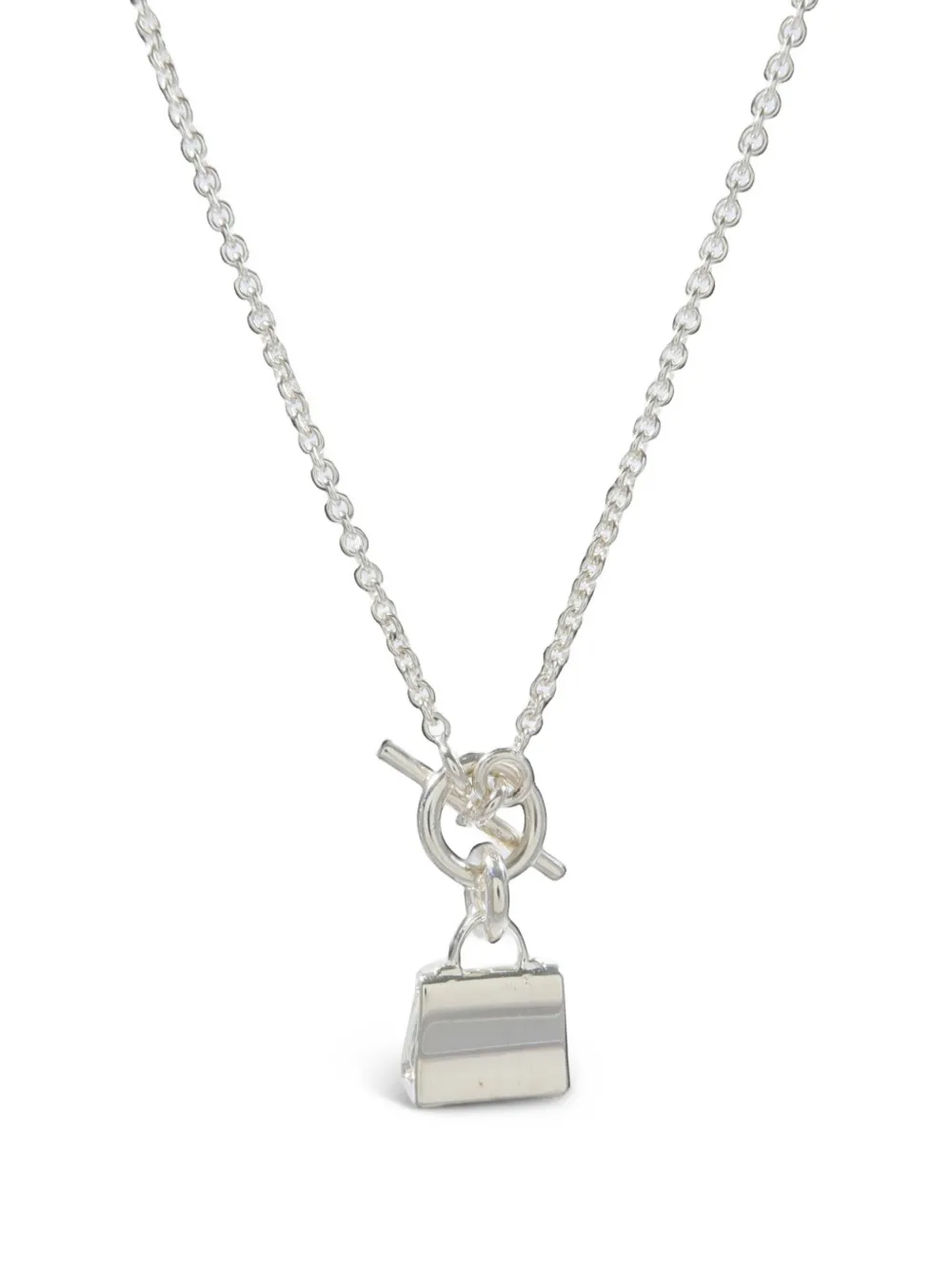 Pre-owned Hermes Kelly Pendant Necklace In Silver