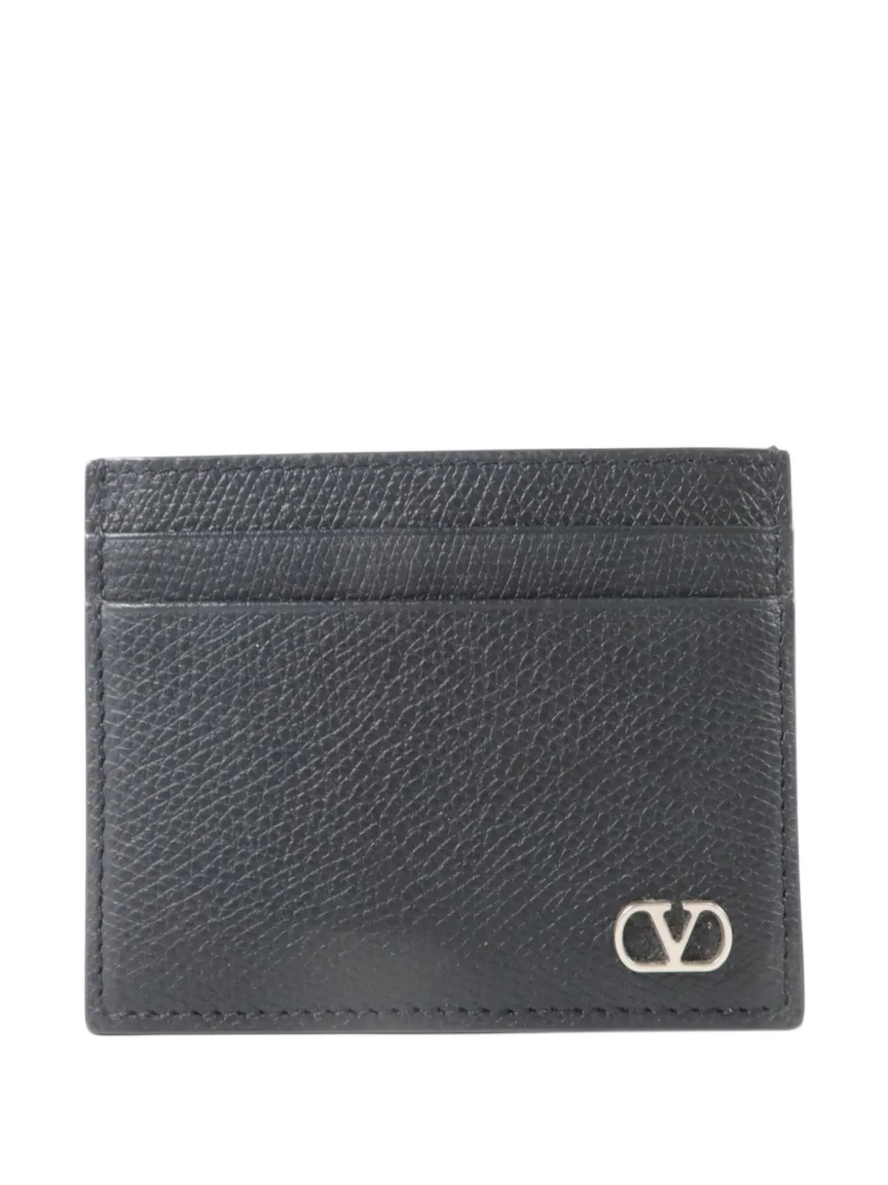 Pre-owned Valentino Garavani Vlogo Card Holder In Black