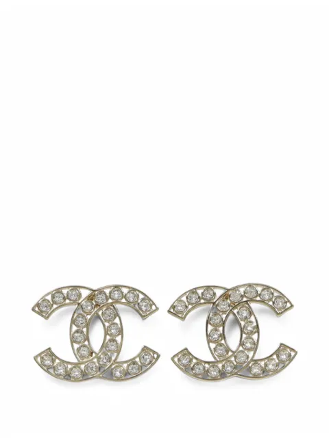 CHANEL Pre-Owned أقراط مزينة بكريستال CC